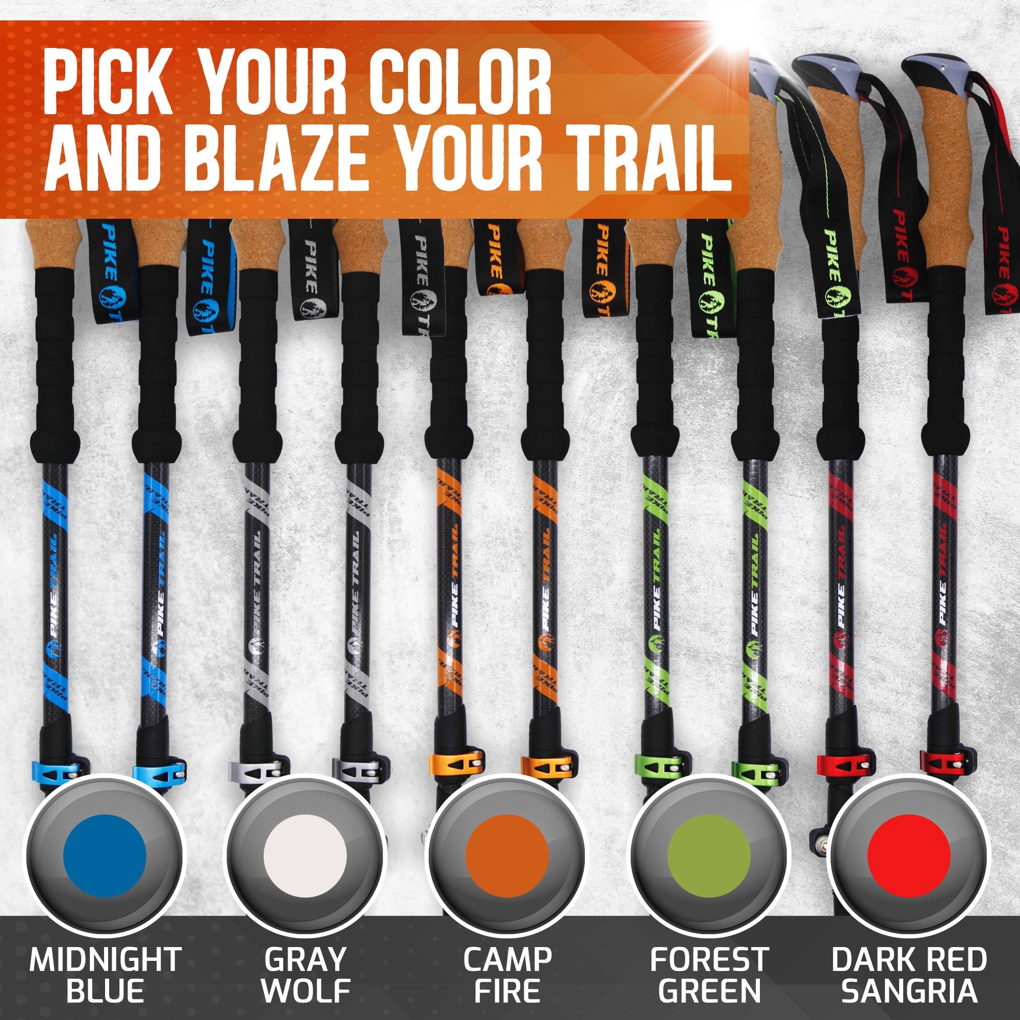 Pike Trail Carbon Fiber Trekking Poles – Lightweight, Adjustable Hiking Poles