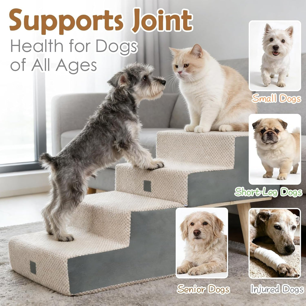 Dog Stairs 4 Step Foldable Pet Step for Couch & Bed