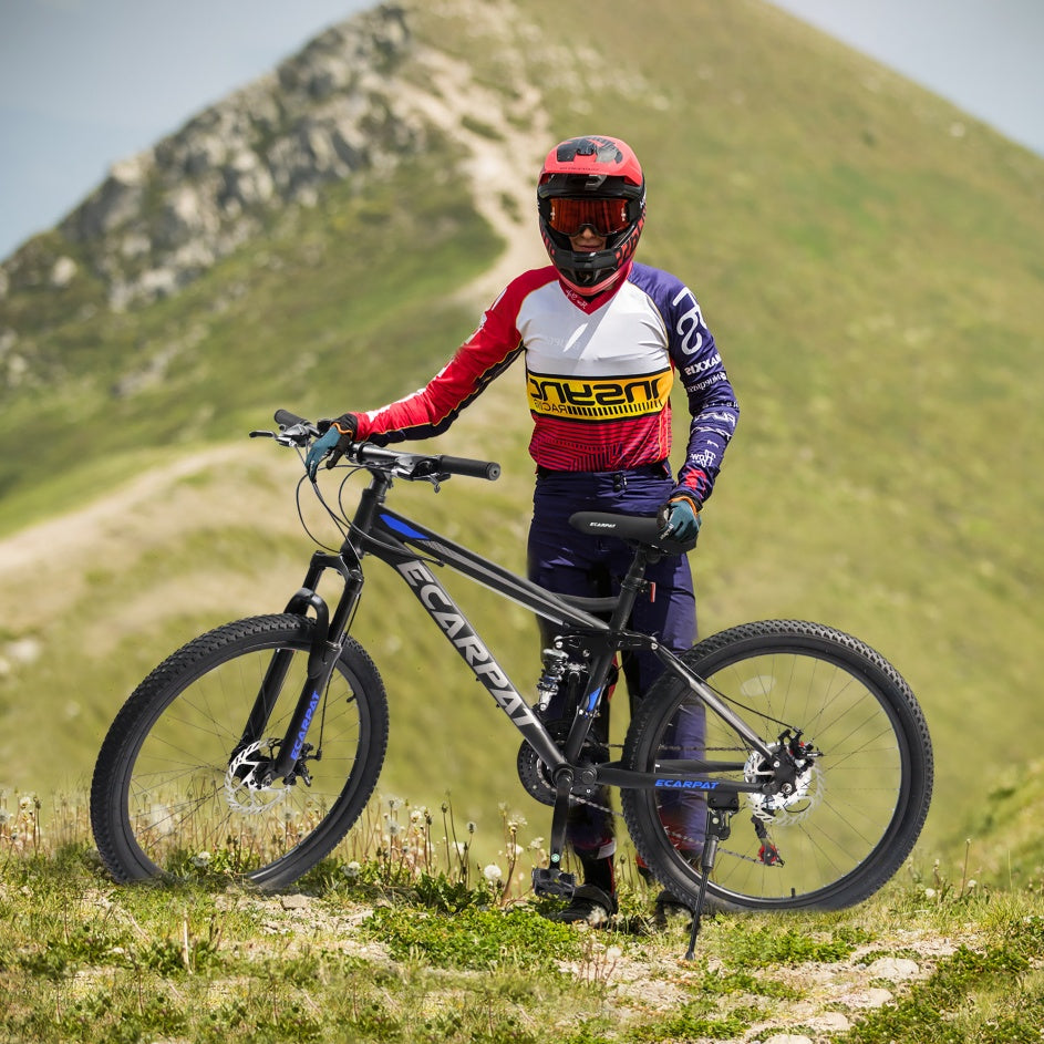 24" TrailX Adult Mountain Bike | 21-Speed Full Suspension (Black)