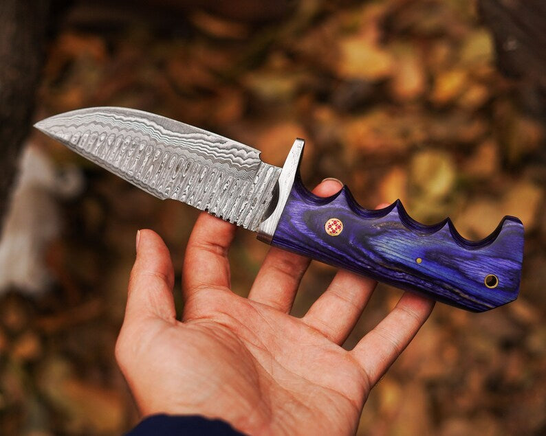 Bobcat Damascus Steel Hunting Knife by cskforged