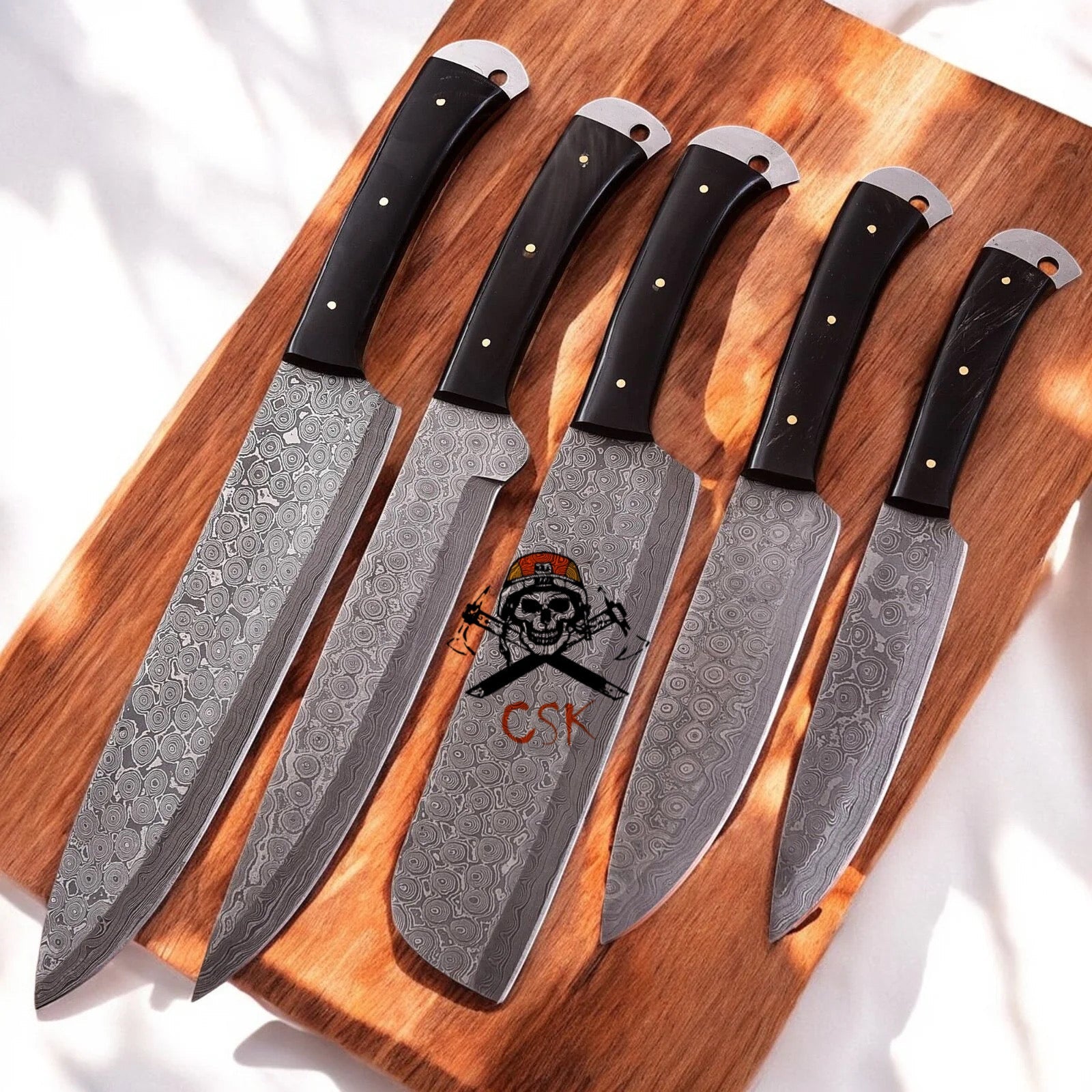 Artisan Damascus Custom (5pcs) Kitchen Knives Set