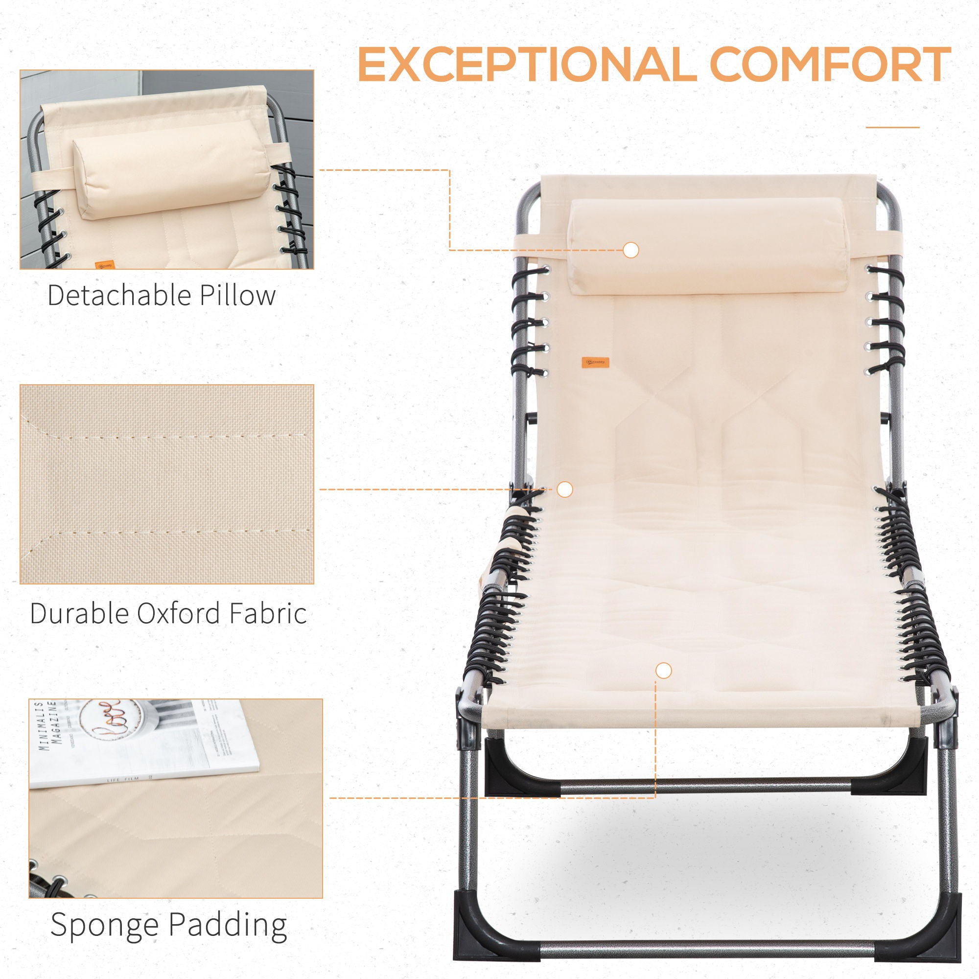 Padded Folding Chaise Lounge Chair