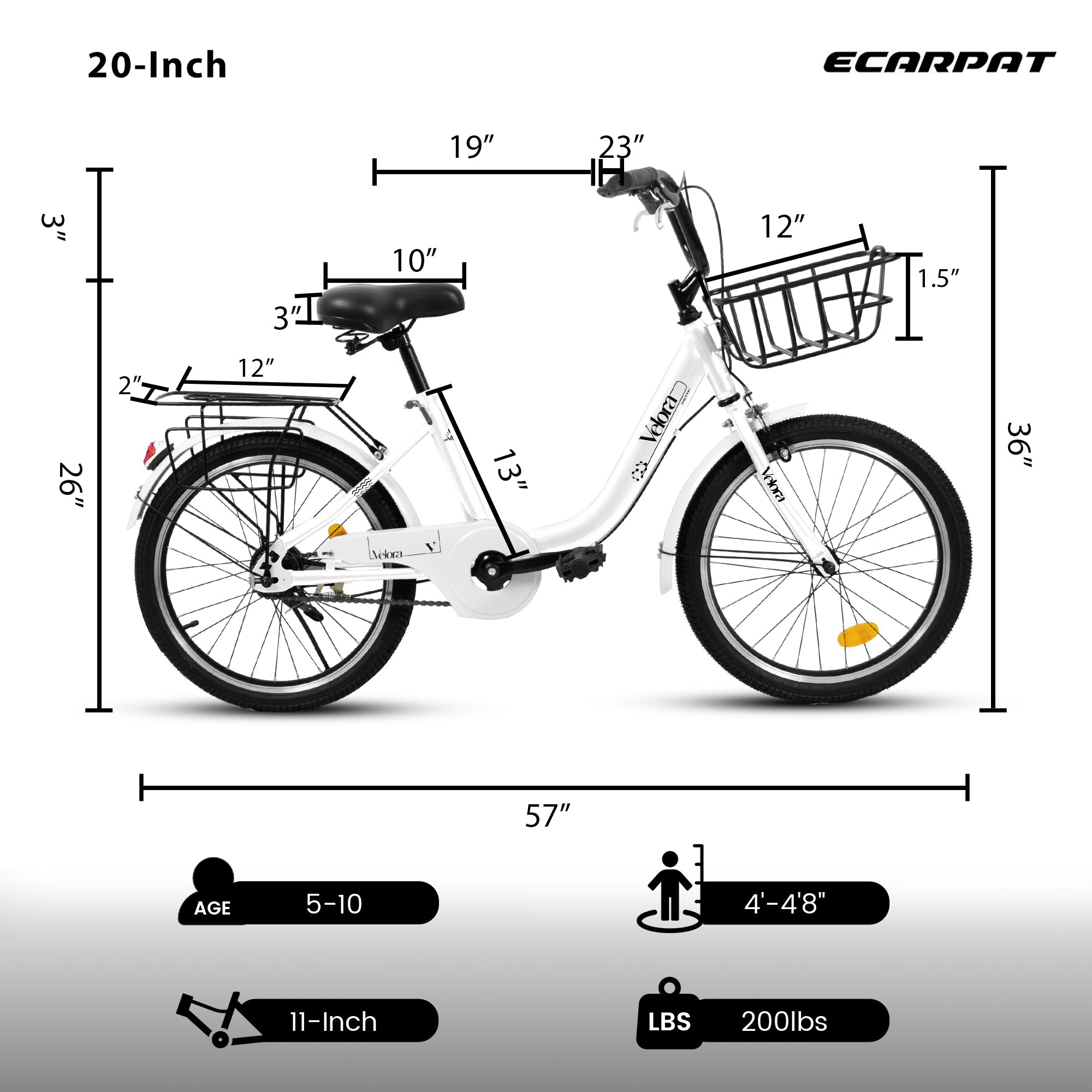 20” Kids Bike – CityCruze | Coaster Brake | Single Speed | White