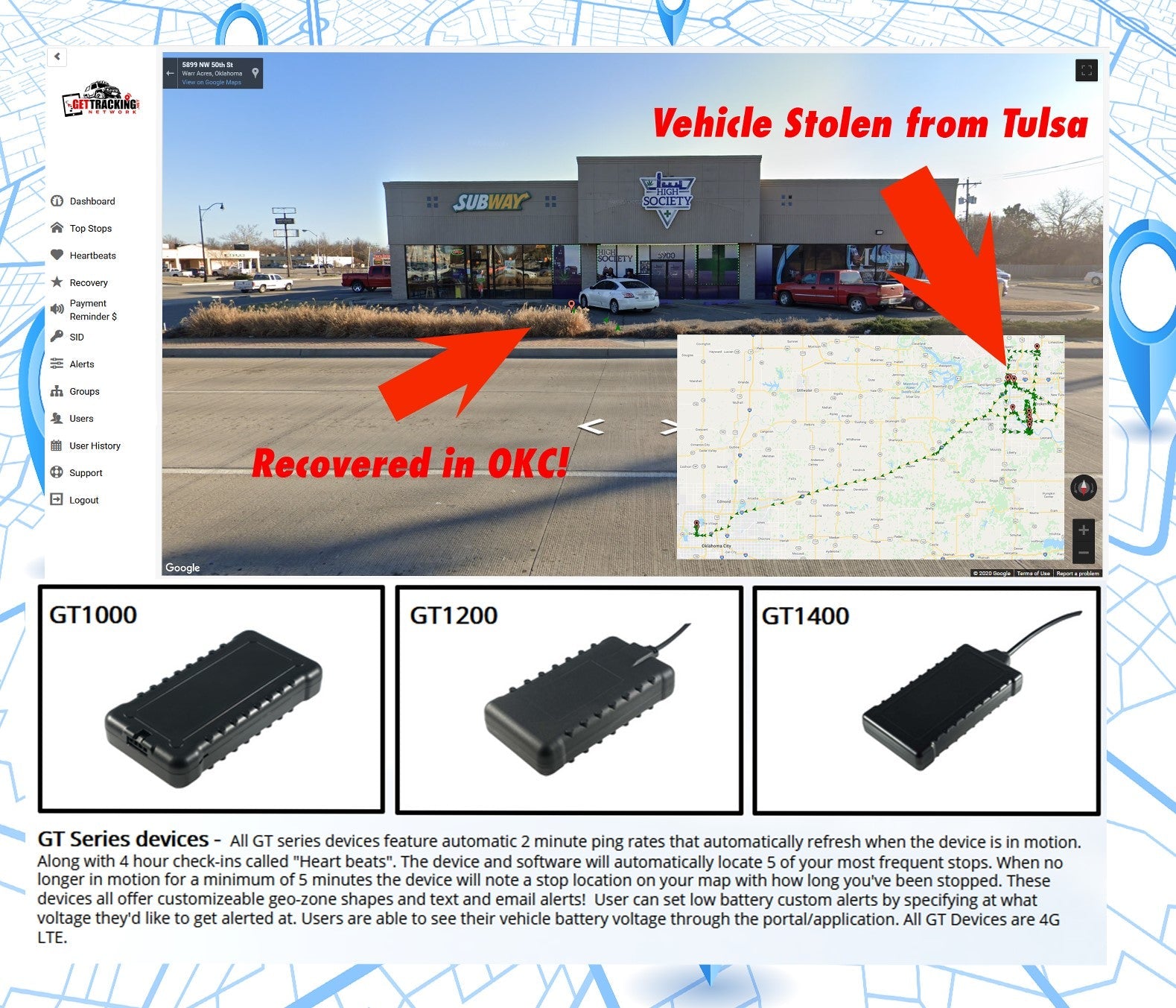 Waterproof Tracker -  Wired Device - Best for Harsh/ALL Conditions - 1 Year Service Included