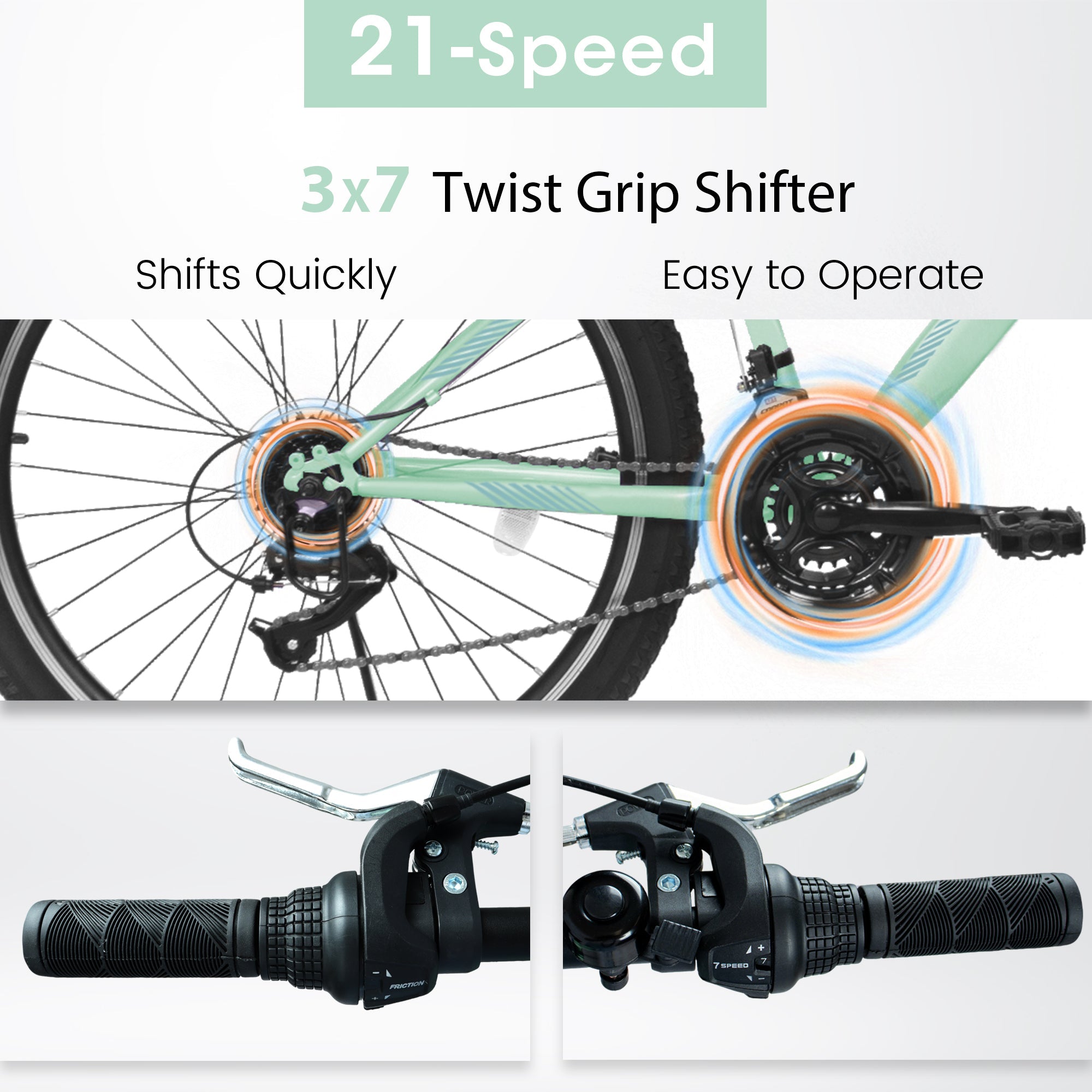 26" TrailLite Adult Mountain Bike | 21-Speed Front Suspension (Green)