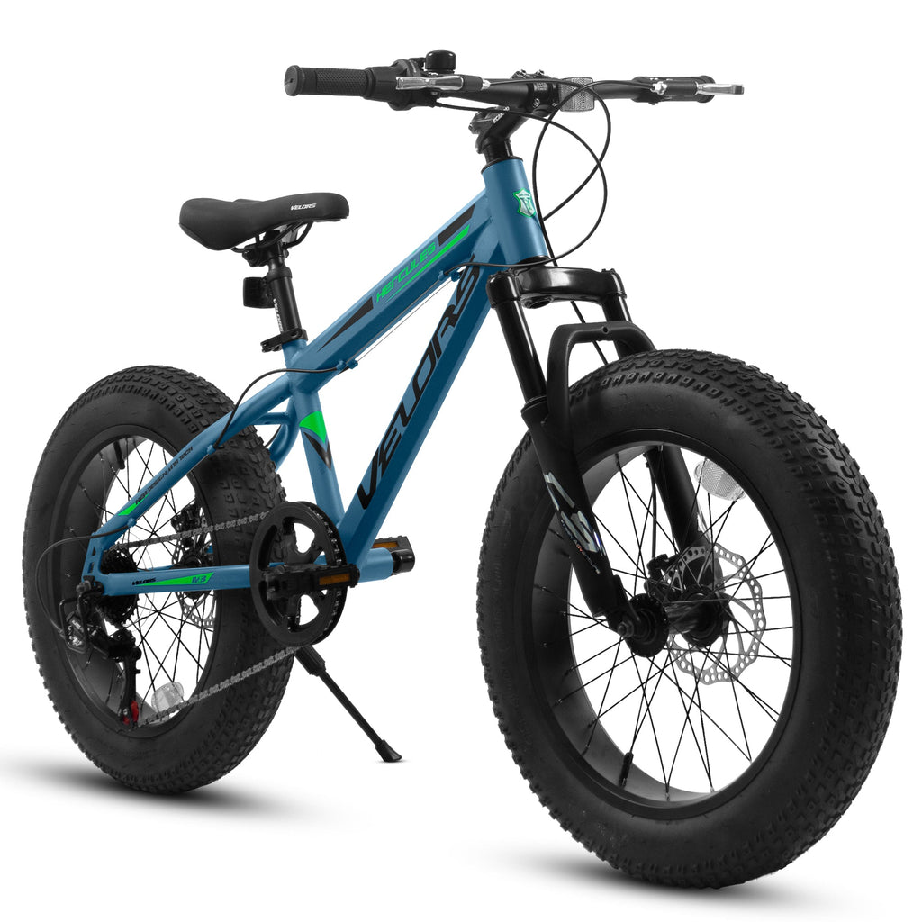 20" Kids Fat Tire Mountain Bike - 7-Speed, Front Suspension & Dual Disc Brakes
