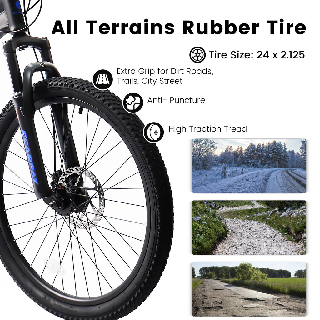 24" TrailX Adult Mountain Bike | 21-Speed Full Suspension (Black)