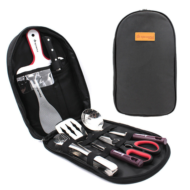 8pcs Camp Kitchen Cooking Utensil Set Travel Organizer Grill Accessories Portable Compact Gear