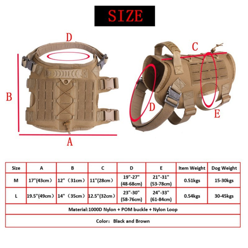 Tactical Dog Harness for Large Dogs - Durable, Adjustable