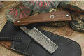 Handmade Damascus Steel Razor With Leather Sheath