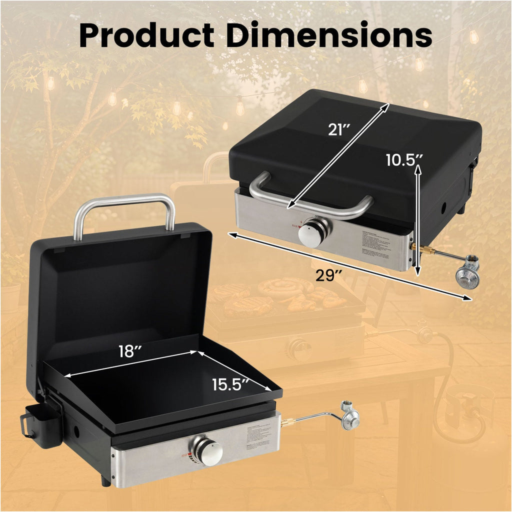 Portable Gas Griddle 1-Burner with Ceramic Non-Stick Plate