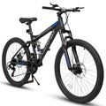 24" TrailX Adult Mountain Bike | 21-Speed Full Suspension (Black)