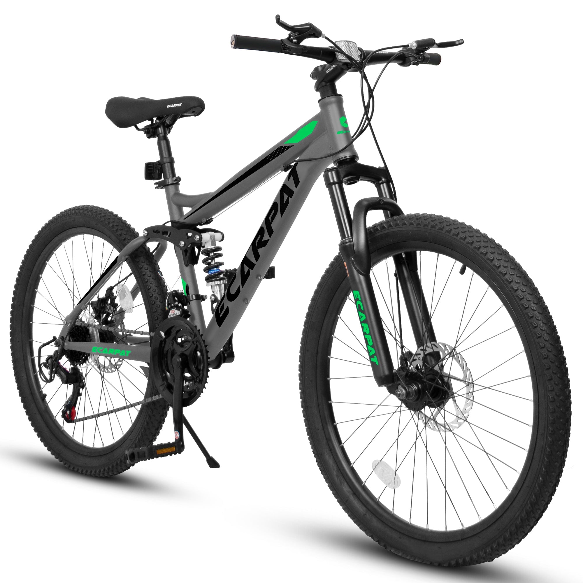 24" TrailX Adult Mountain Bike | 21-Speed Full Suspension (Gray)
