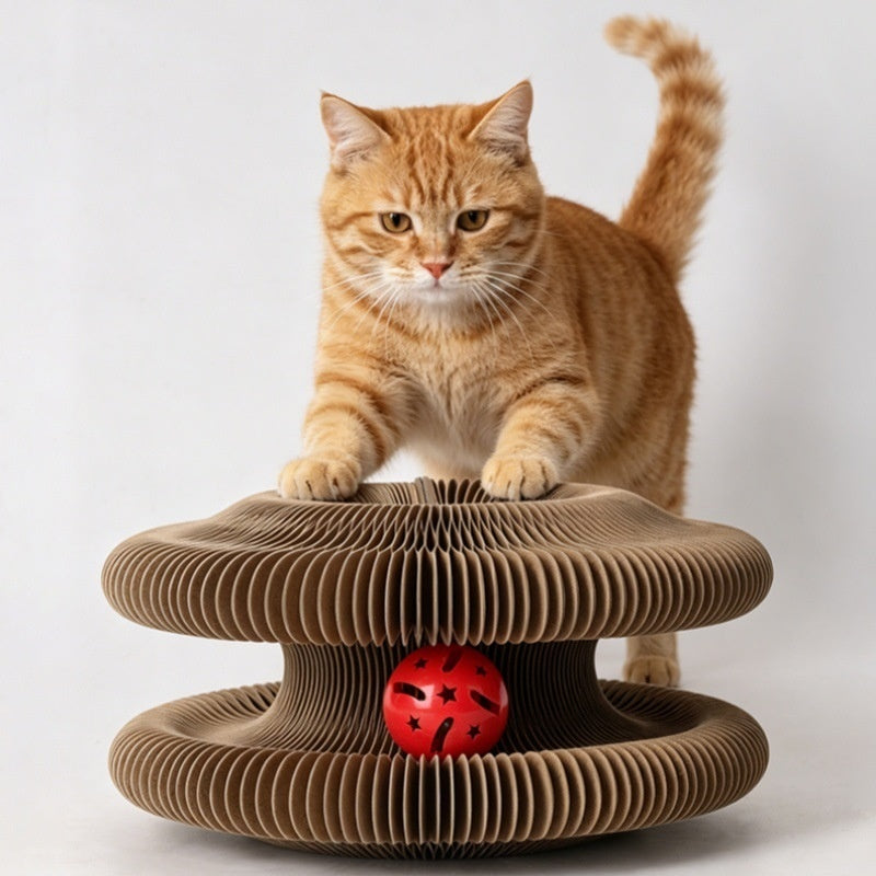Cat Scratching Post With Magnetic AttachmentsVersatile Corrugated CardboardAnd Accordion Design For Pets
