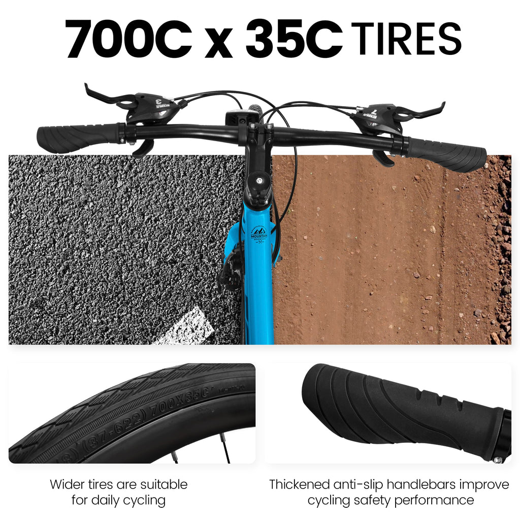 700C Road Bike – UrbanRide | 21-Speed | Disc Brakes | Black Blue