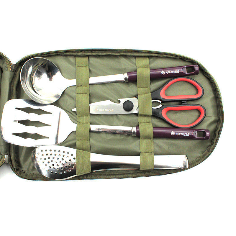 8pcs Camp Kitchen Cooking Utensil Set Travel Organizer Grill Accessories Portable Compact Gear
