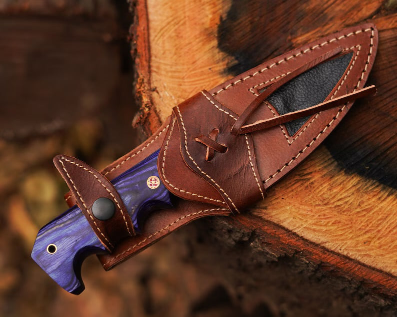 Bobcat Damascus Steel Hunting Knife by cskforged