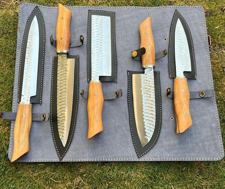 (5PCS) D2 steel Forged Blades kitchen knife set