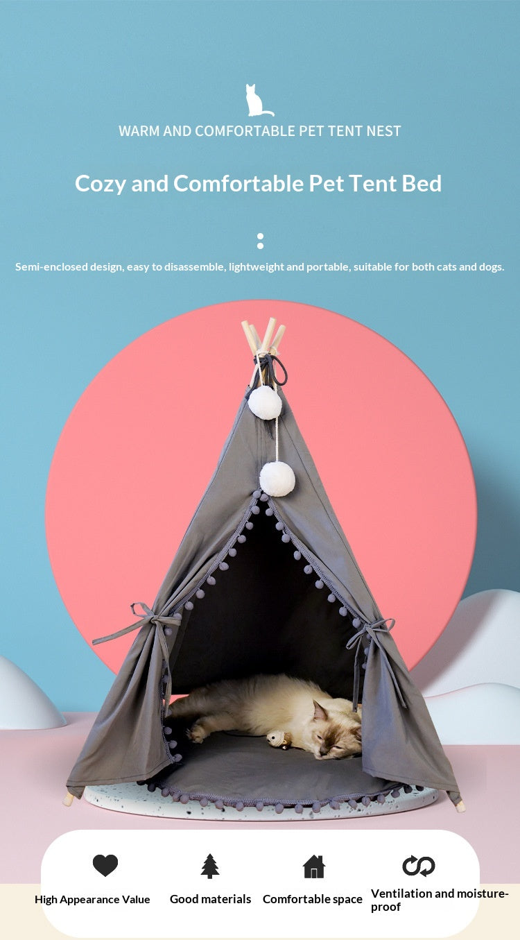 Foldable All-Season Pet Tent Bed For Cats & Dogs.