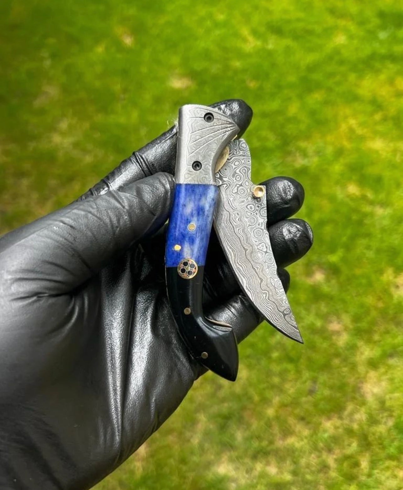 Damascus Steel Pocket Knife - 7.5'' Custom Engraved Gift Knife for Men Husband Dad - Anniversary gifts