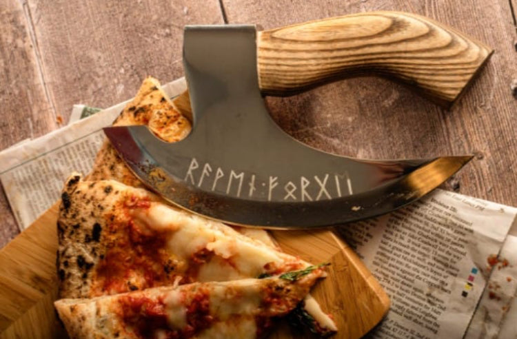 Custom hand forged pizza cutter X, Viking pizza cutter , Viking Bearded Camping cutter, Best Birthday & Anniversary Gift For Him