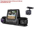 3-Channel 1080P Dash Cam – Front & Rear Car Camera with Reversing Display