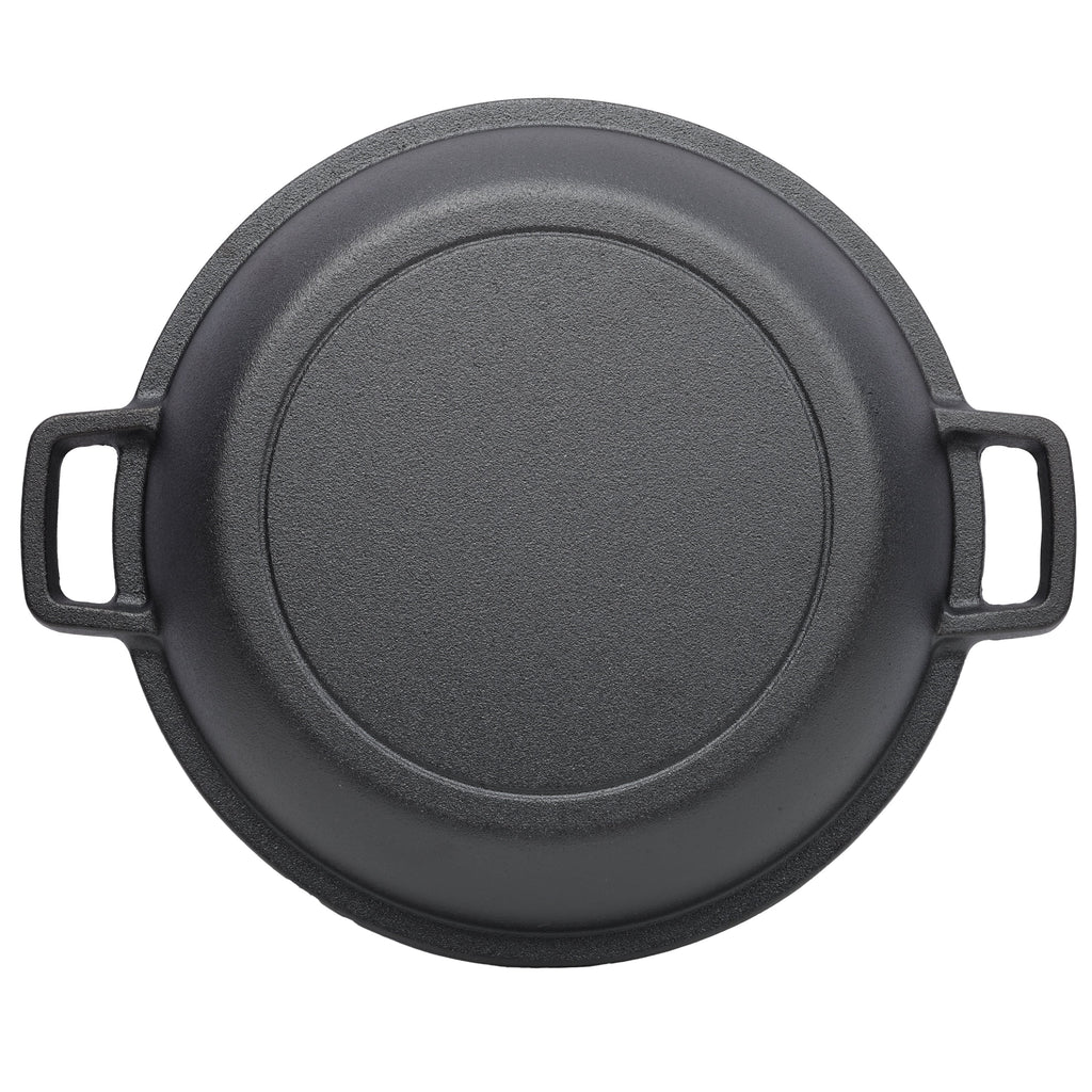 2 in 1 Pre-Seasoned Cast Iron Dutch Oven With Dual Handles.
