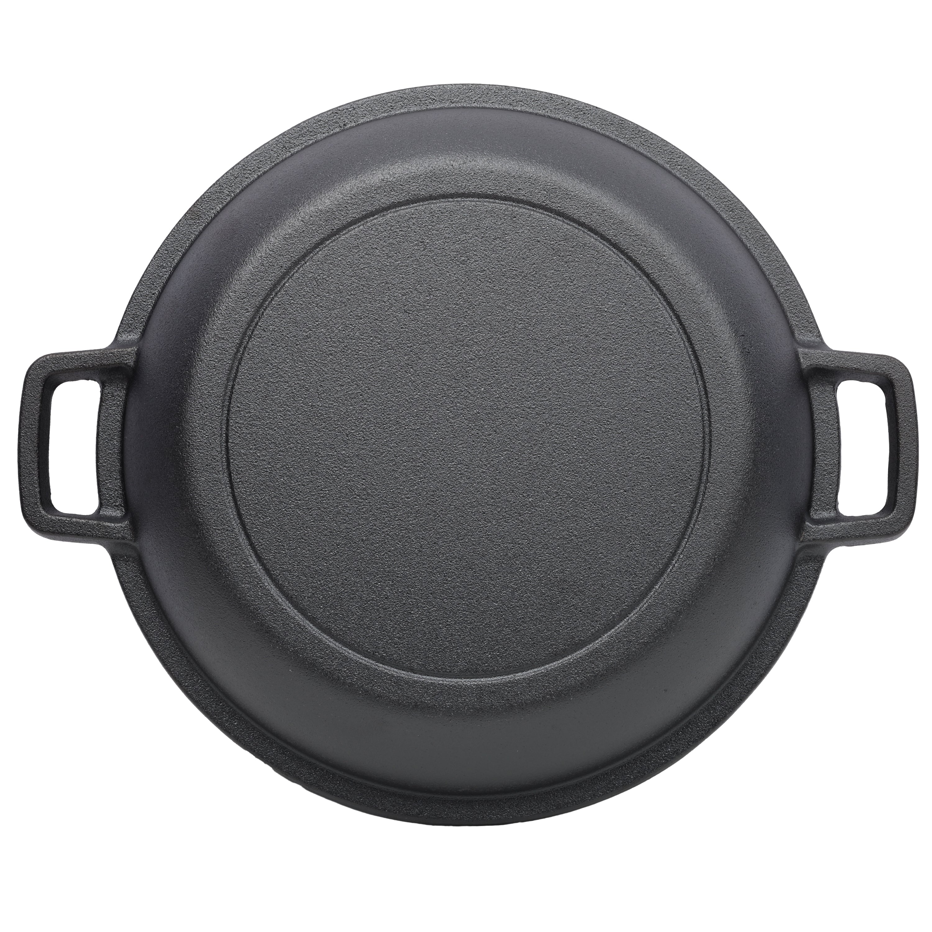 2 in 1 Pre-Seasoned Cast Iron Dutch Oven With Dual Handles.
