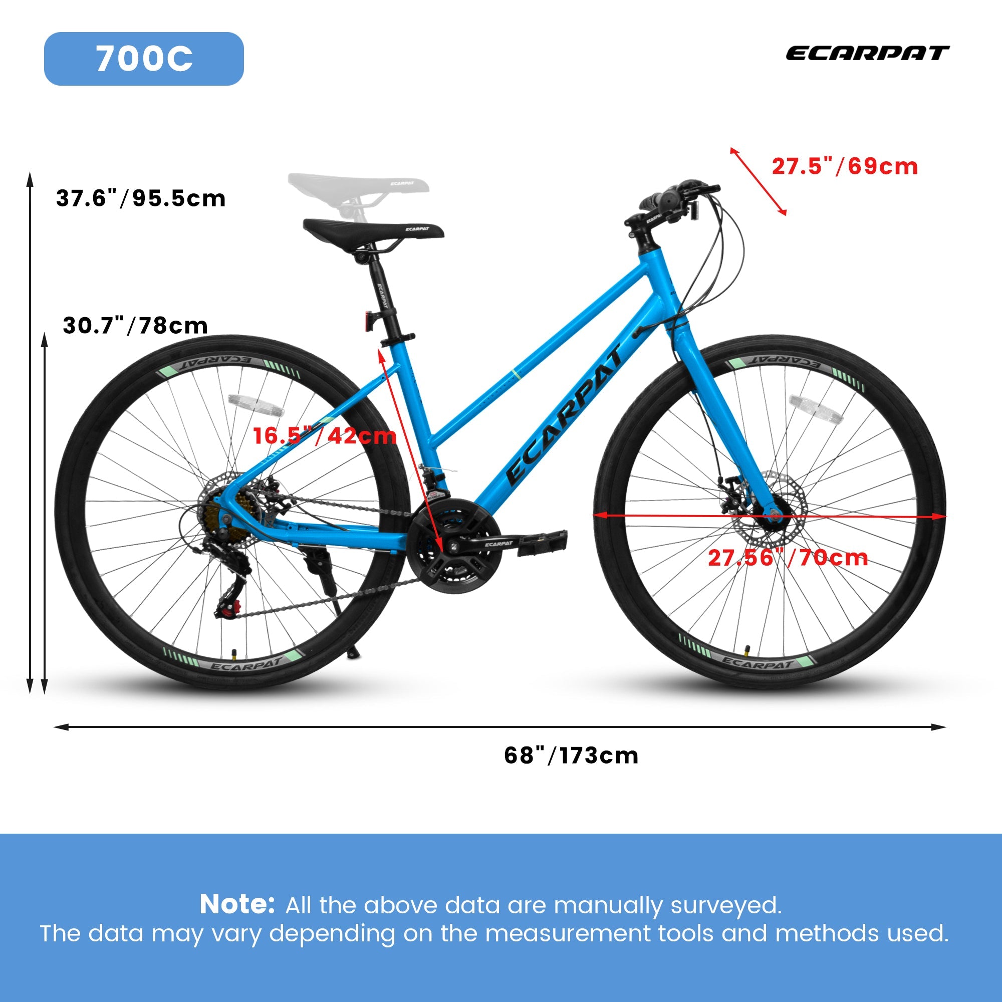 700C Road Bike – UrbanRide | 21-Speed | Disc Brakes | Black Blue