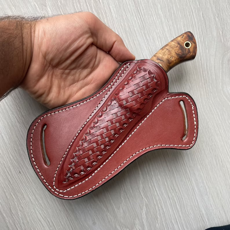 REAL DAMASCUS Hunting Knife Chestnut Handle - 150 Layers - Blacksmith Made - Camping Knife - Damascus Steel Knife - Survival Knife