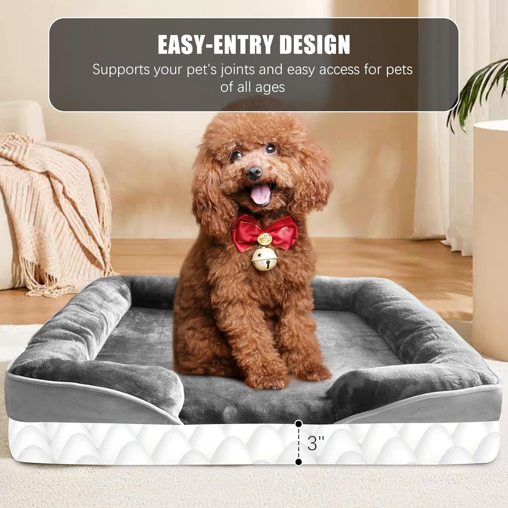 Orthopedic Dog Bed Sofa with Bolster Washable Cover Waterproof Liner