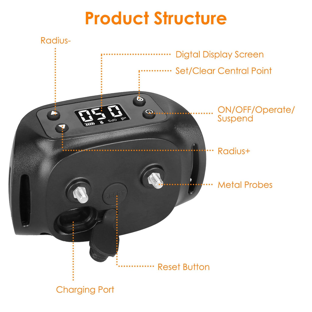 2 In 1 Dog GPS Fence Tracker Wireless  Dog Collar with 32-2887FT Radius IPX6 Waterproof for Small Medium Large Dogs