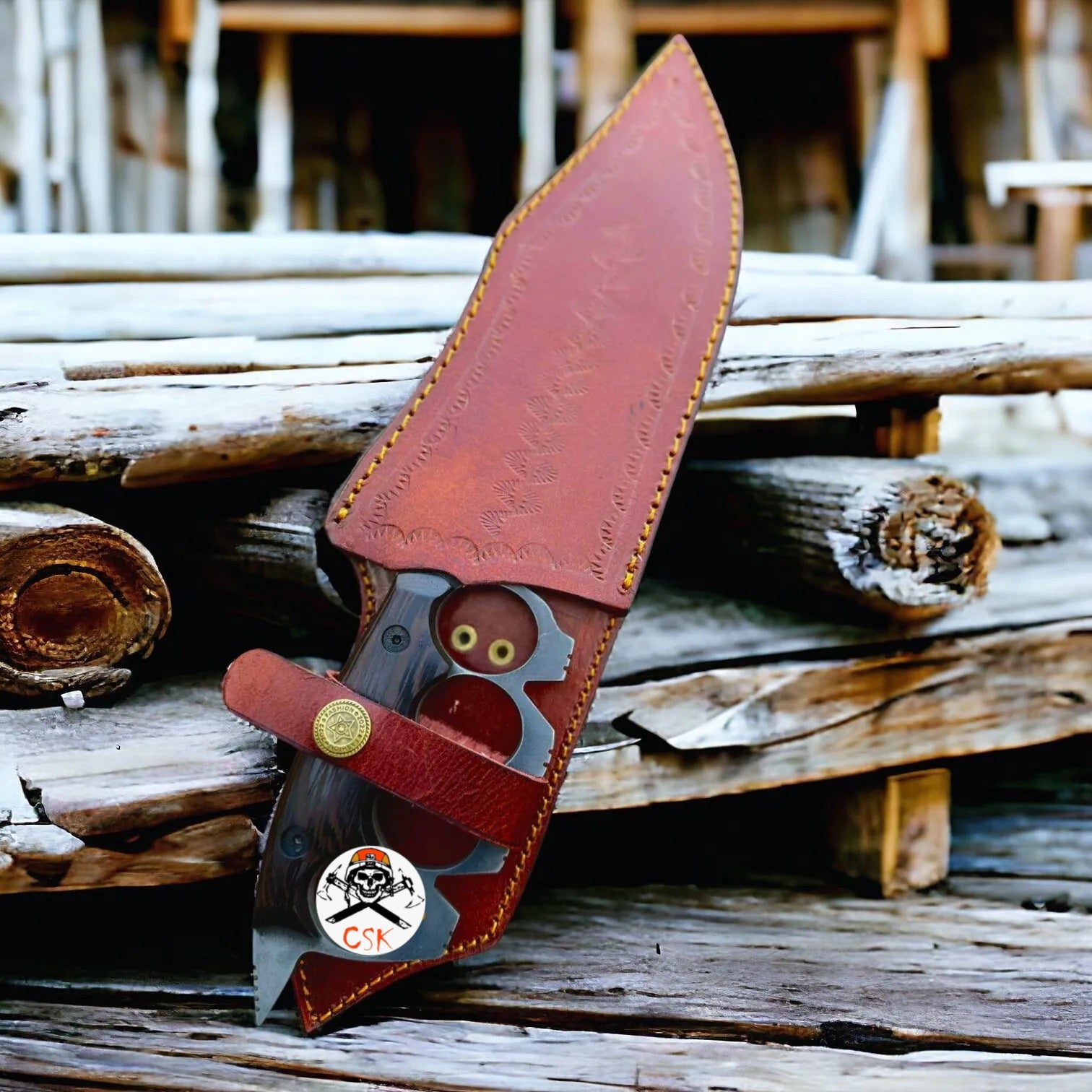 D2 Knuckle Knife with Full Tang build & Wenge Wood handle
