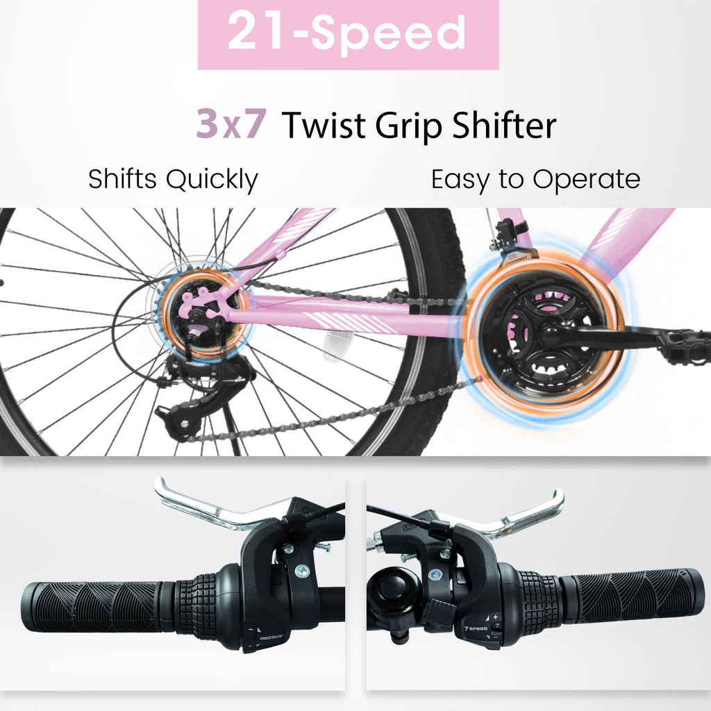 26" TrailLite Adult Mountain Bike | 21-Speed Front Suspension (Pink)