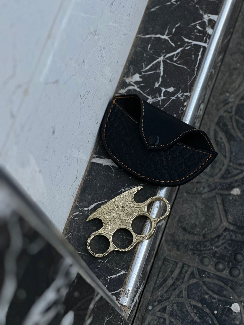 Custom engraved brass knuckle