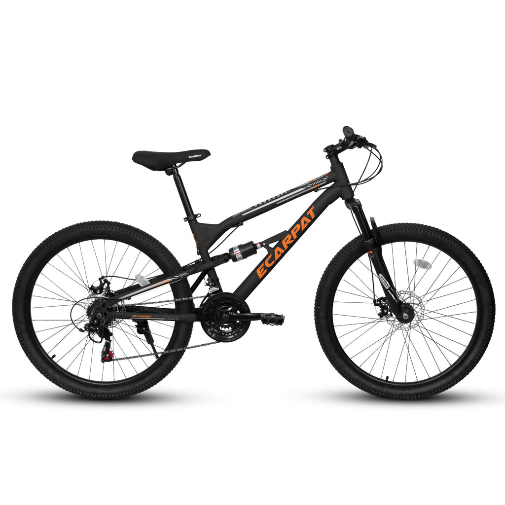 26" Adult Mountain Bike (Black) - 21-Speed, Dual Suspension & Disc Brakes