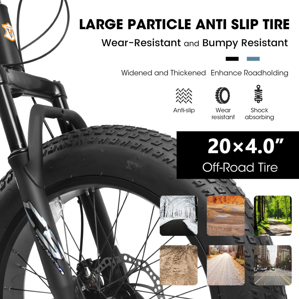 20" Kids Fat Tire Mountain Bike - 7-Speed, Front Suspension & Dual Disc Brakes