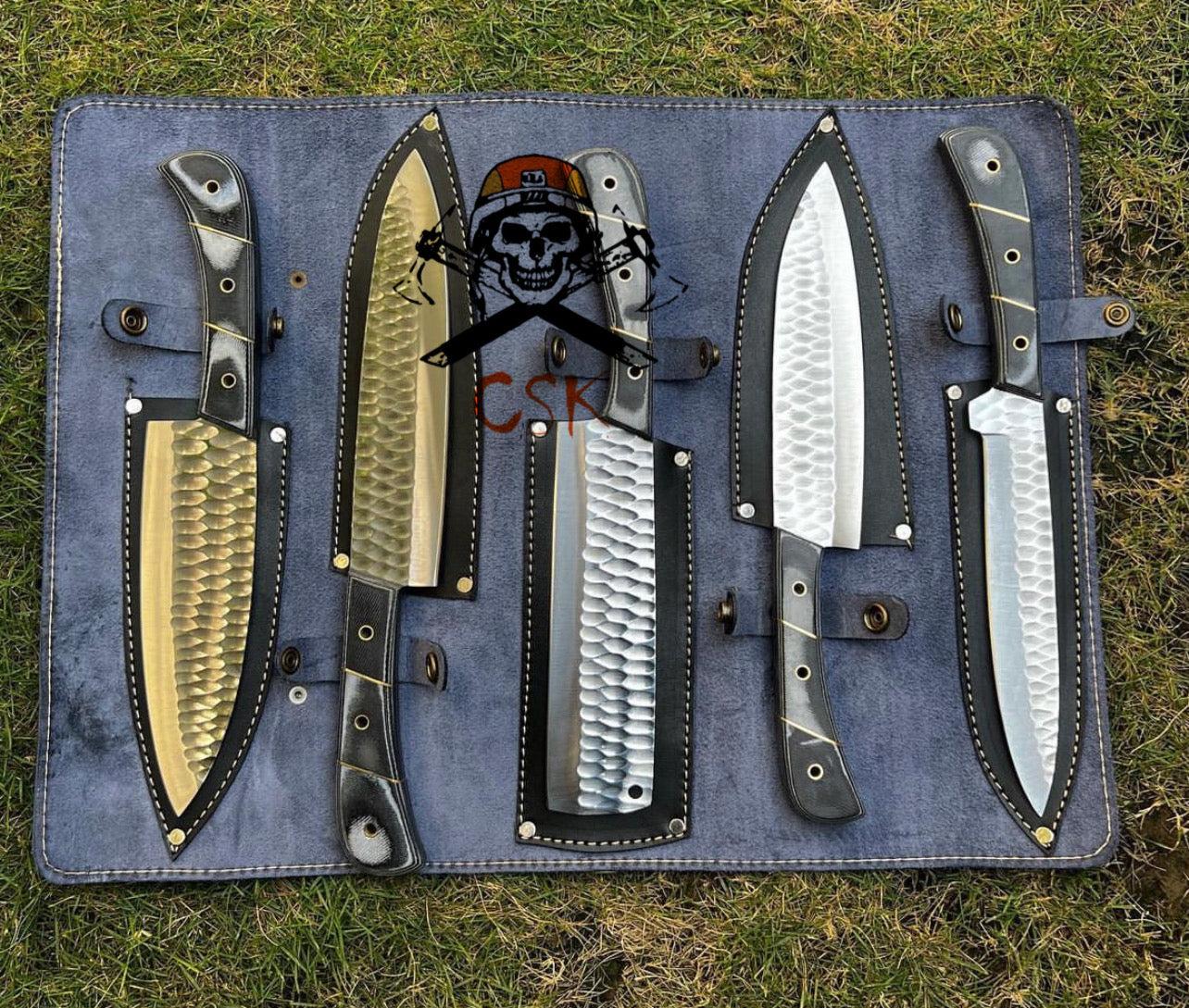 5pcs Custom made D2 Steel chef knives set