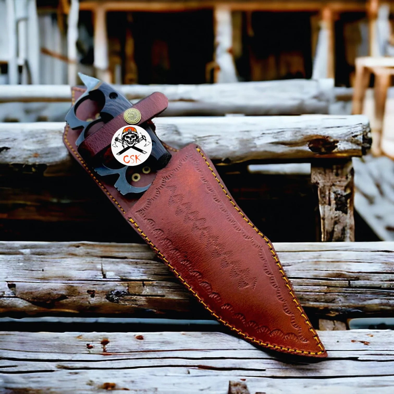 D2 Knuckle Knife with Full Tang build & Wenge Wood handle