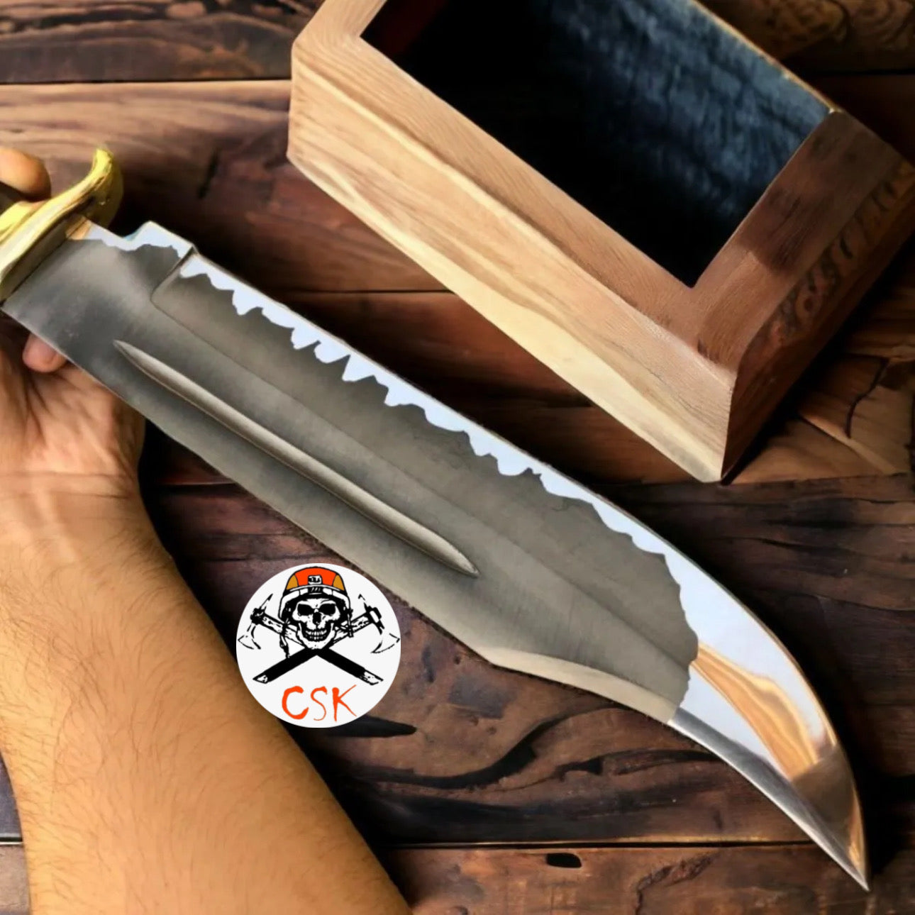 D2 steel Crocodile Dundee Knife with Acid Etched blade