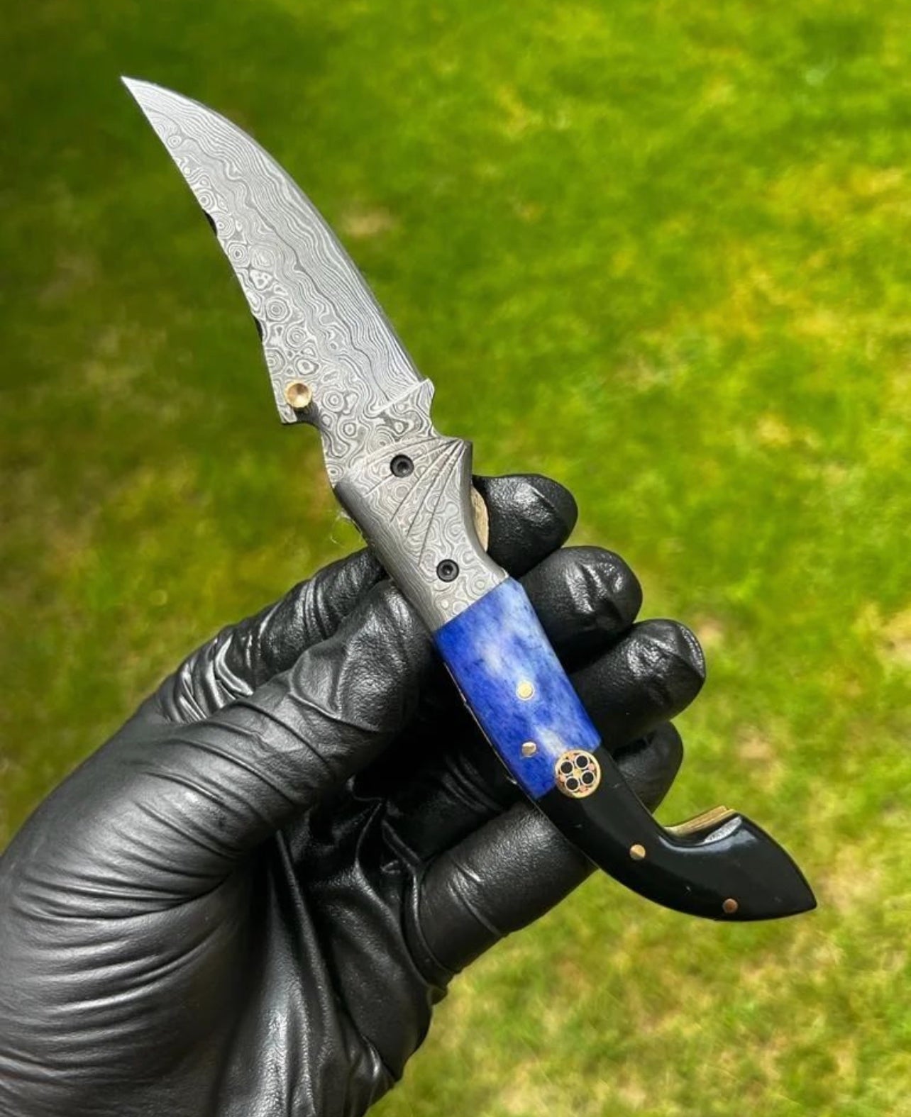 Damascus Steel Pocket Knife - 7.5'' Custom Engraved Gift Knife for Men Husband Dad - Anniversary gifts