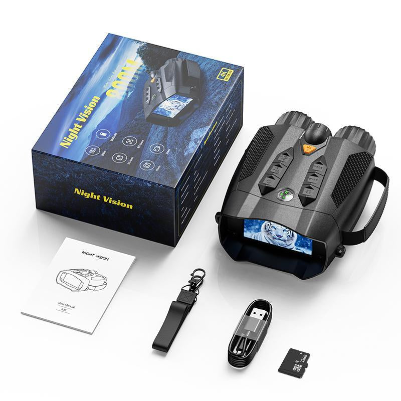 Nitehawk 4K Night Vision Binoculars - 10X Zoom, Rechargeable, 32GB SD Card Included -