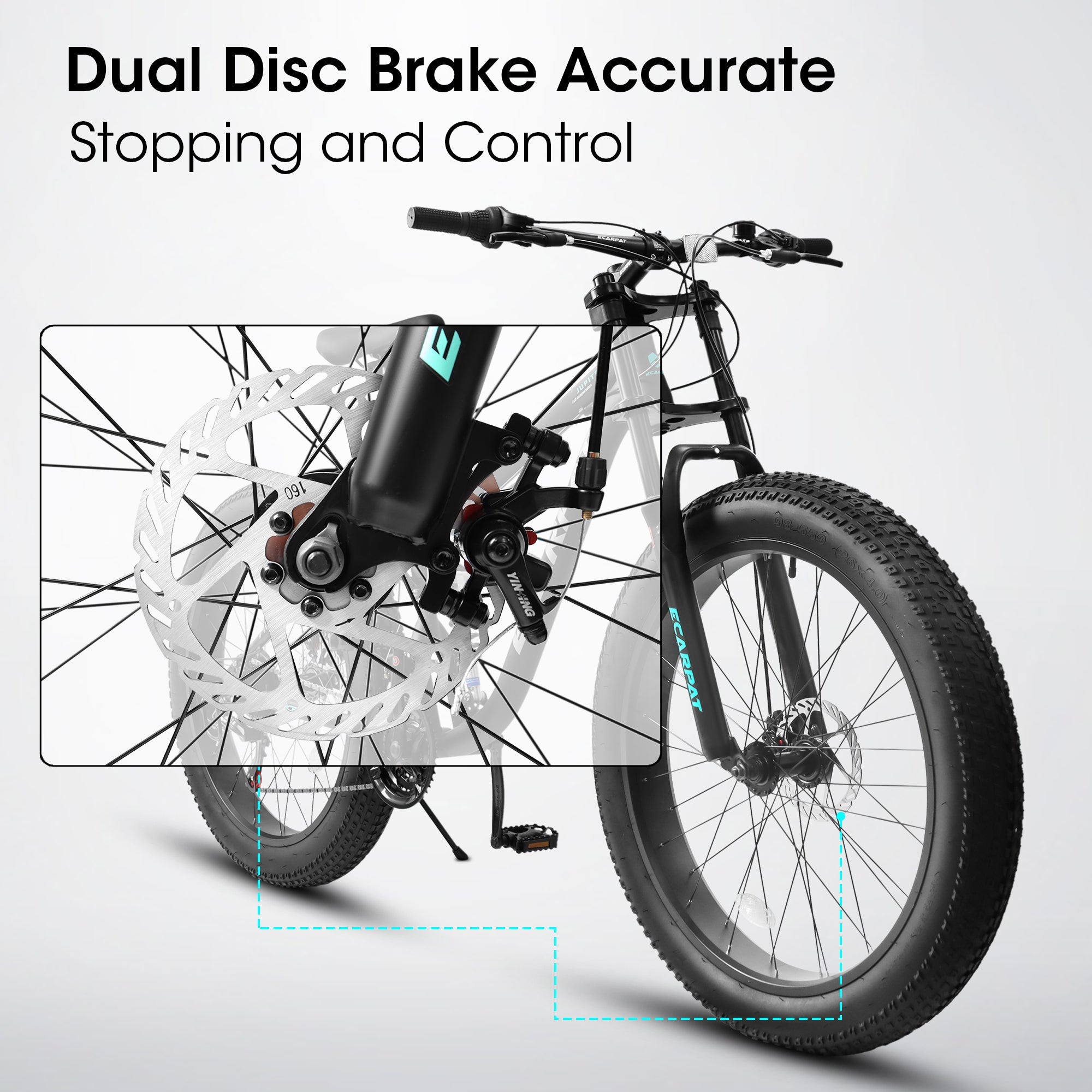26" Men's Full-Suspension Fat Tire Mountain Bike (Black) - Shimano 21-Speed & Dual Disc Brakes