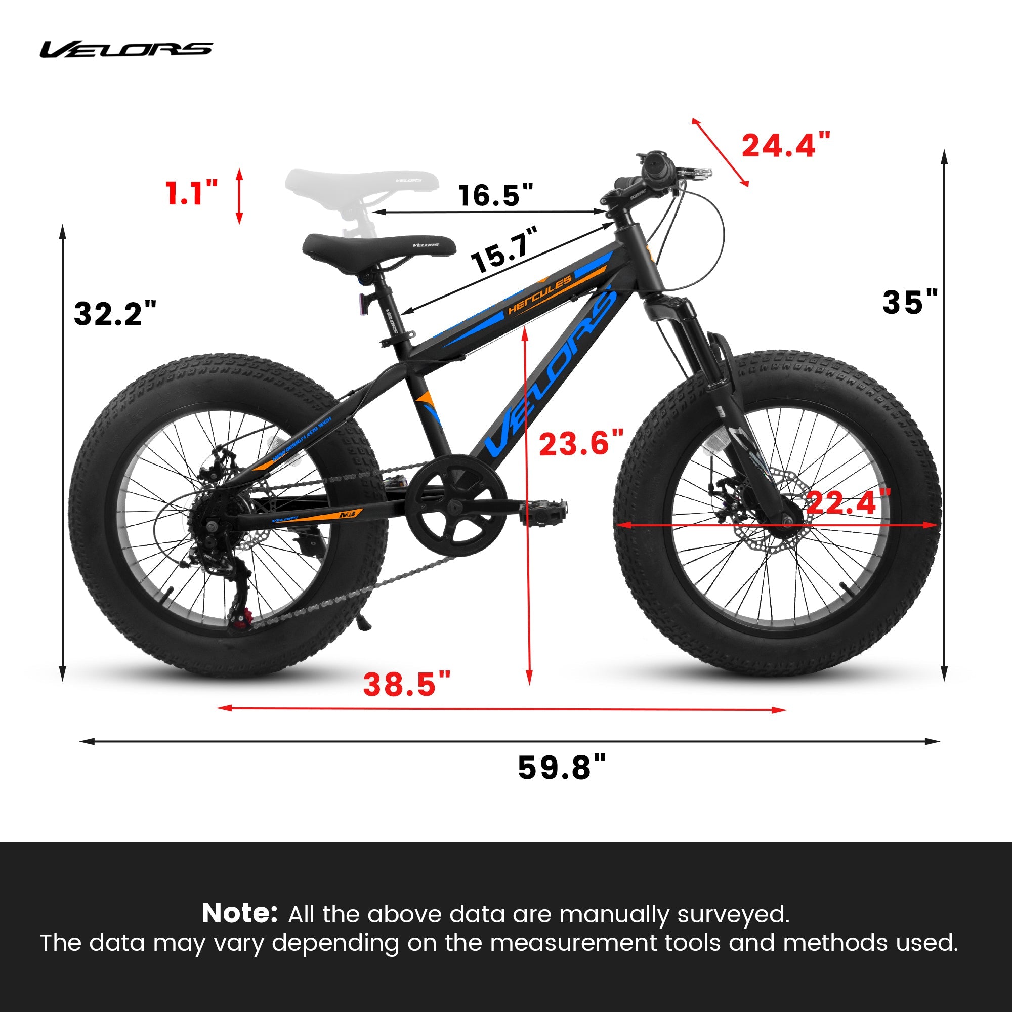 20" Kids Fat Tire Mountain Bike - 7-Speed, Front Suspension & Dual Disc Brakes