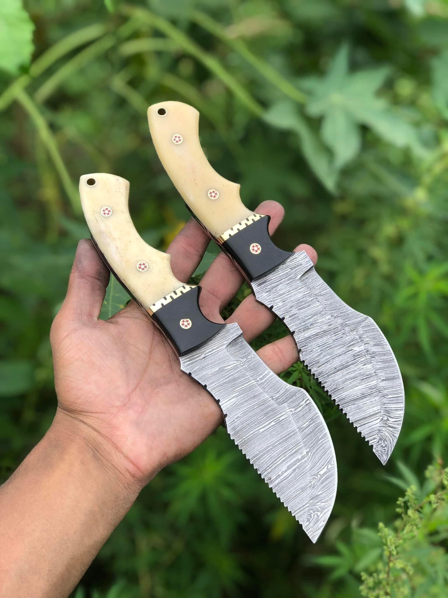 Custom Handmade Tom Brown Knife – 10" Damascus Steel Blade