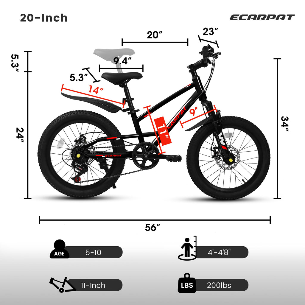 20” Kids Mountain Bike – TrailKid | Front Suspension | 7-Speed | Black