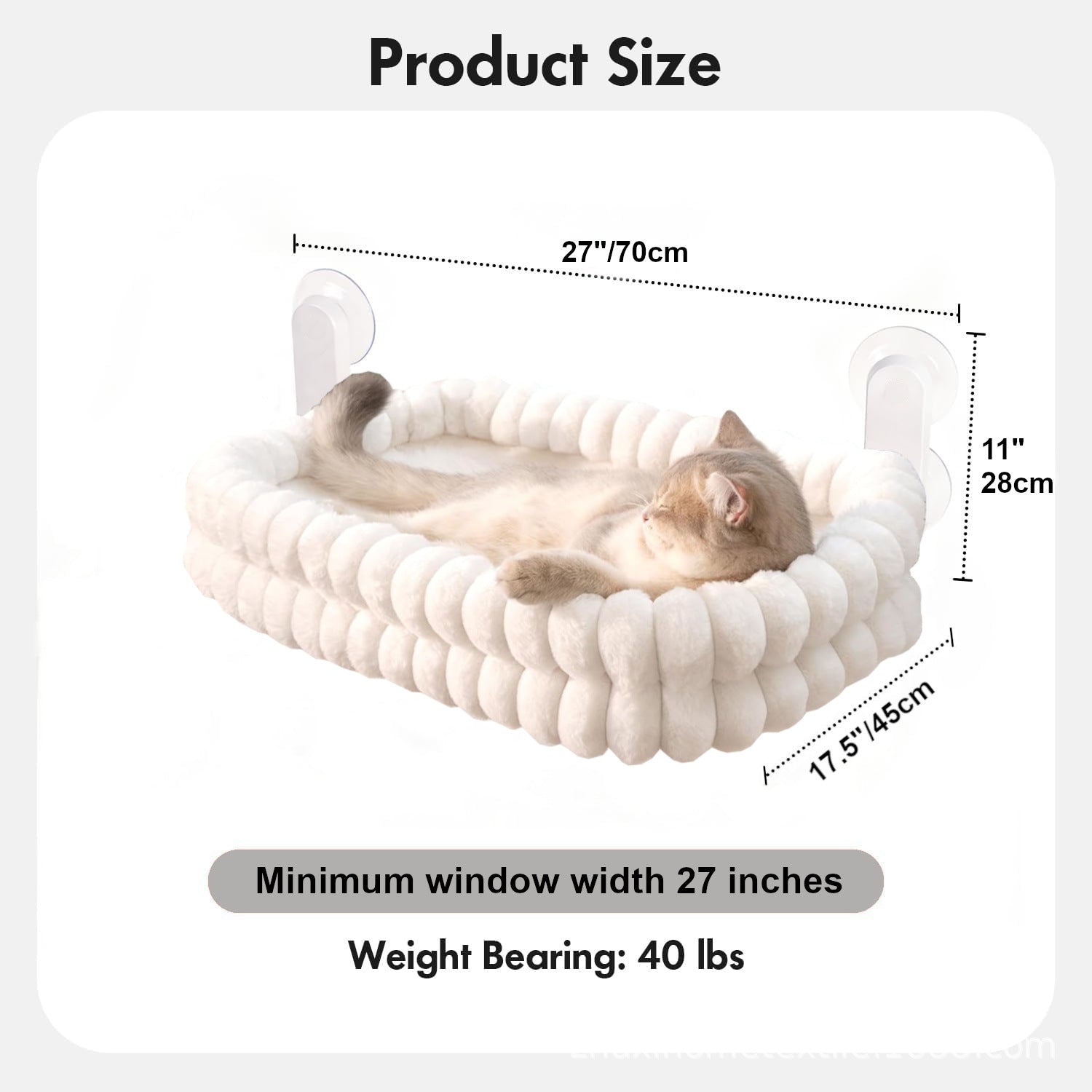 Cloud Cat Window Perch For Indoor Cats Hammock Bed Foldable Reversible Cushion Removable Washable, Breathable Soft All-Season, Sturdy Strong Suction Cups Support, Cordless