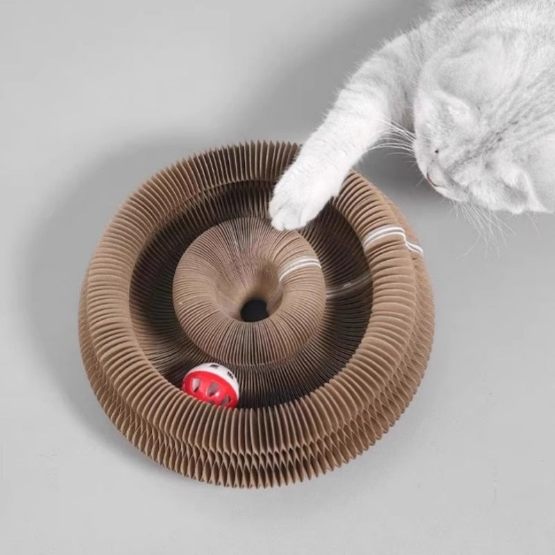 Cat Scratching Post With Magnetic AttachmentsVersatile Corrugated CardboardAnd Accordion Design For Pets