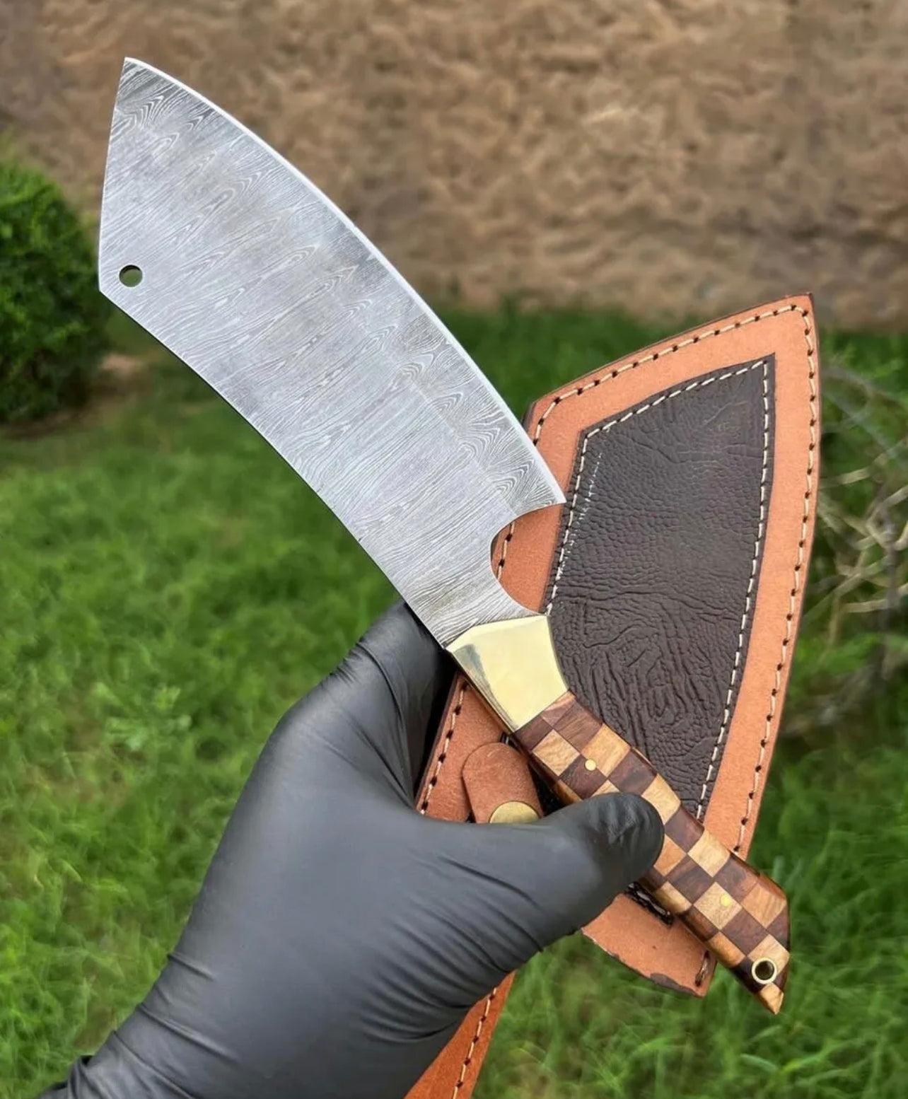 HANDMADE FORGED DAMASCUS STEEL Meat Cleaver Chopper Knife