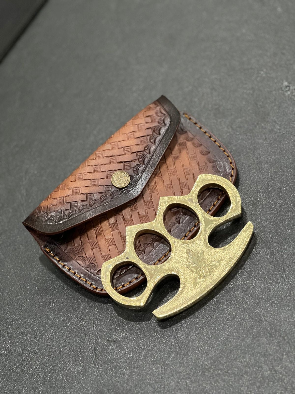 Custom engraved brass knuckle